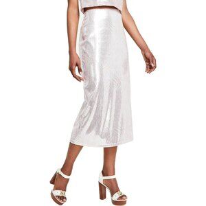 Skirt XL MICHAEL Michael Kors- Pale Pink Sequin Zebra Print Midi A-Line NWT $155